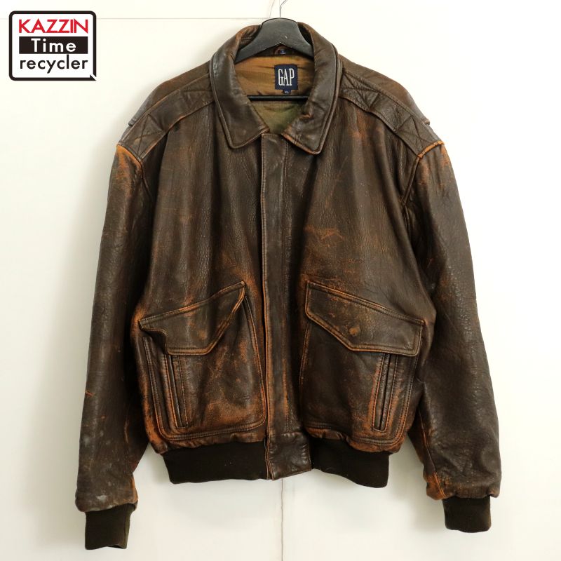 2874【GAP BLUE JEANS】ヴィンテージ　レザージャケットブラウンS VINTAGE GAP Blue Jeans World Standard Brown Leather Jacket