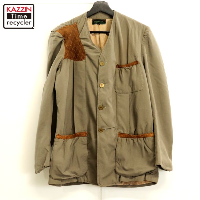P10倍 50s ヴィンテージ アバクロンビー\u0026フィッチ Abercrombie \u0026 Fitch 羊毛 ギャバジン シューティング 狩猟上衣 古着 ★ メンズ L大いさ好いかげんに ベージュ