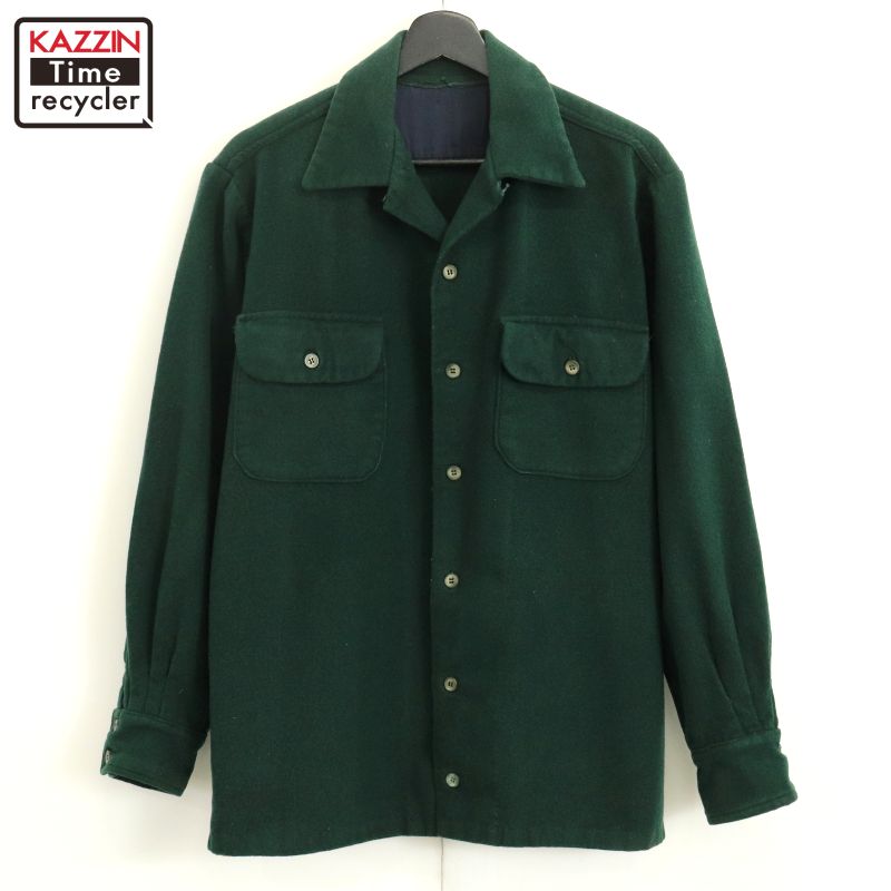 楽天市場】50s 60s Brent チェック ウール 長袖 オープンカラー シャツ