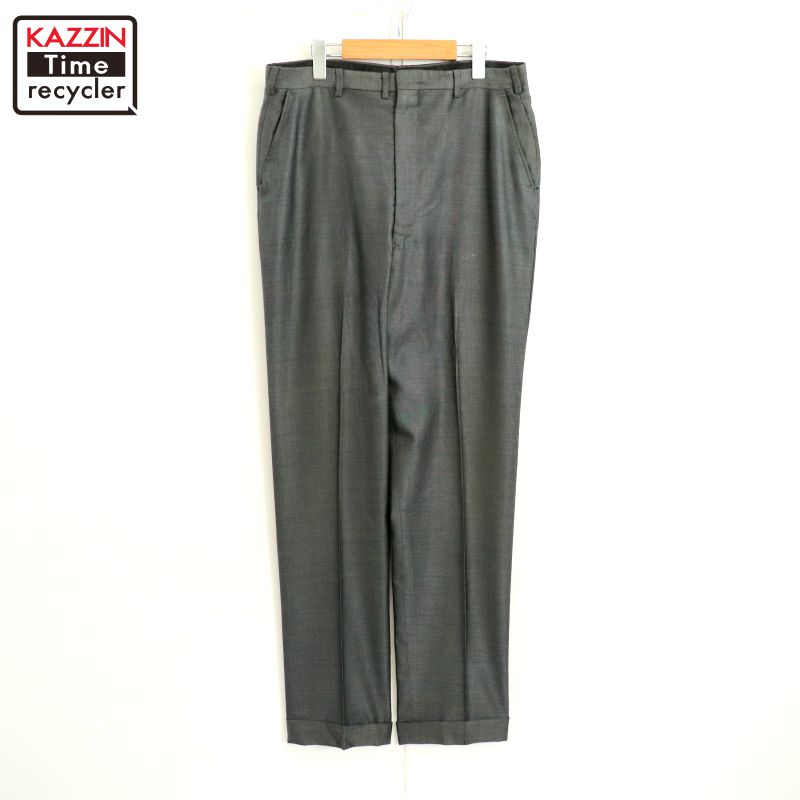 P10倍 【中古】60s ヴィンテージ 無地 羊毛 ポリエステル 否タック スラックスズボン下 古着  メンズ L大きさ好いかげんに しろがね色