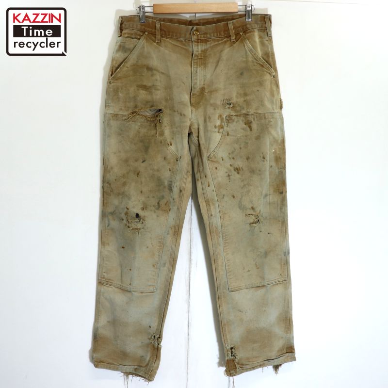 Carhartt ダブルニー ベージュ　ボロ USA製 carharttカーハート ダブルニー ダック地 ペインター