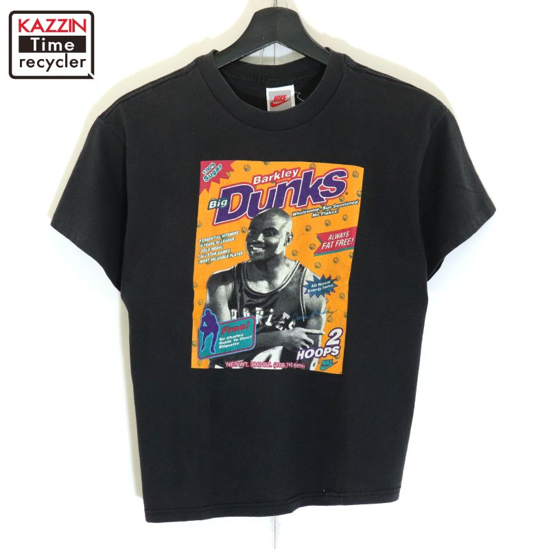 【中古】90s USA製 NBA ヴィンテージ ナイキ NIKE フェニックス・サンズ プリンスチャールズ島・バークレー 半袖Ｔシャツ 古着  メンズ 書きあらわすL大いさ 黒いこと Tシャツ・カットソー-トップス