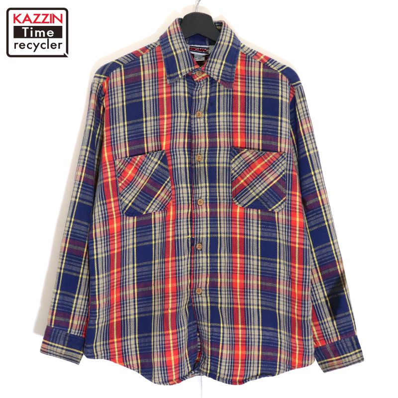 レア配色 80s BIG MAC ビンテージネルシャツ Mサイズ 紺×茶 状態 希少 L 配色 80s ビンテージ BIGMAC ビッグマック