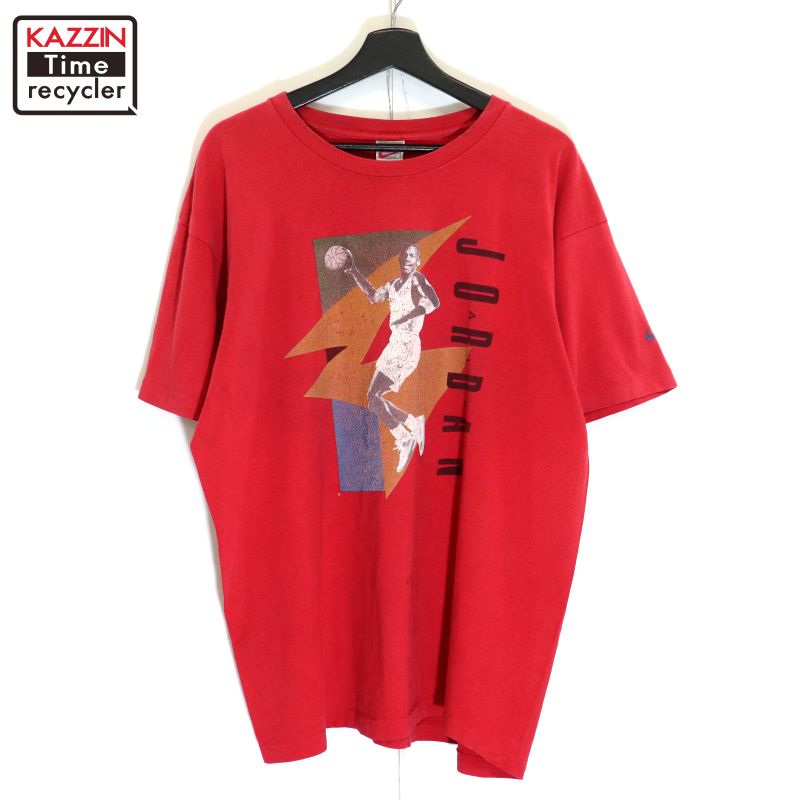 【中古】90s USA製 ヴィンテージ ナイキ NIKE ジョーダン JORDAN 半袖Ｔシャツ 古着  メンズ 書きあらわすXL大いさ 赤いこと Tシャツ・カットソー-メンズファッション-トップス