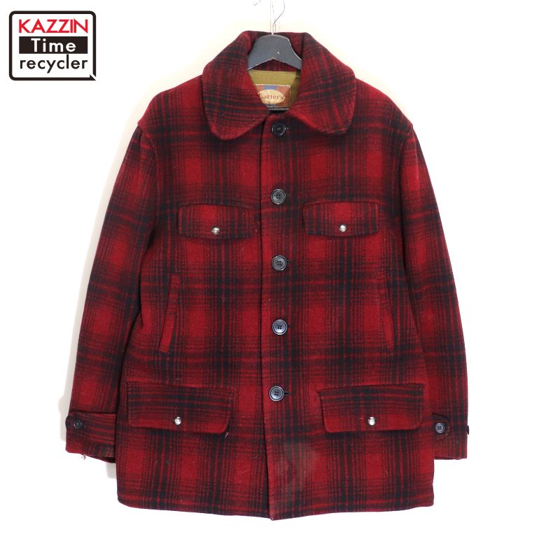 【中古】50s ヴィンテージ カータース CARTER'S チェック柄 ウール ハンティングジャケット 古着 メンズ XLサイズ相当 ビッグサイズ オーバーサイズ レッド|Vintage古着屋 KAZZINTimerecycler