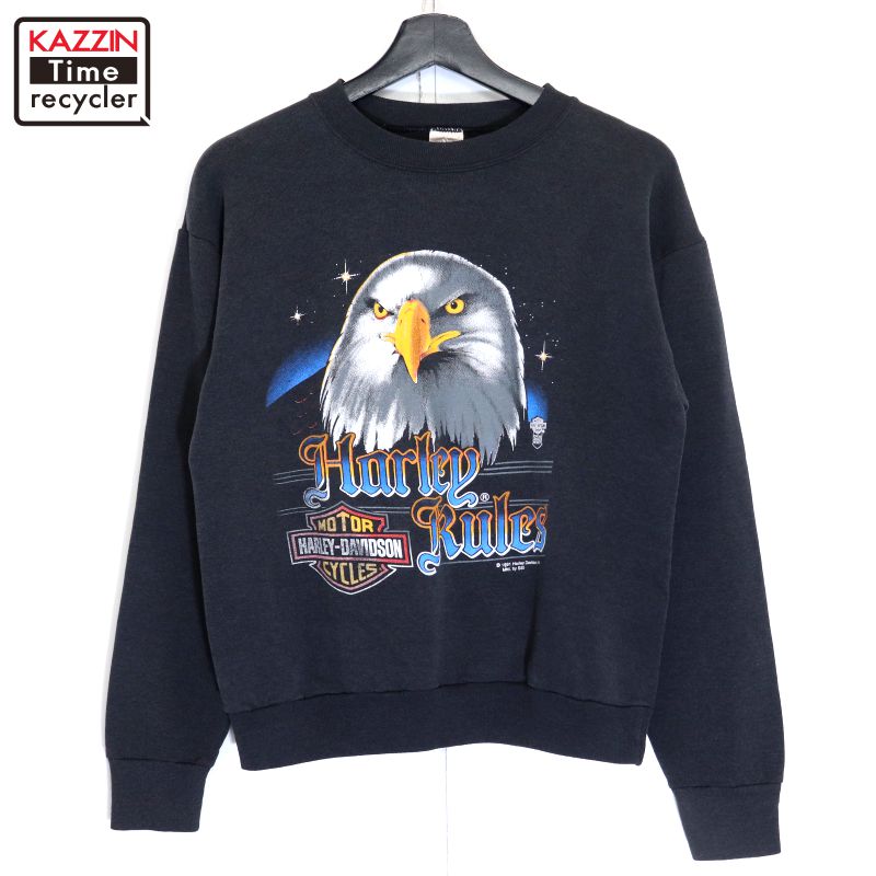 P10倍 【中古】90s USA製 ヴィンテージ ハーレーダビッドソン HARLEY DAVIDSON 鷲 刷り上げる 汗水 調教師 古着  メンズ 書きあらわすM大きさ 黒いこと