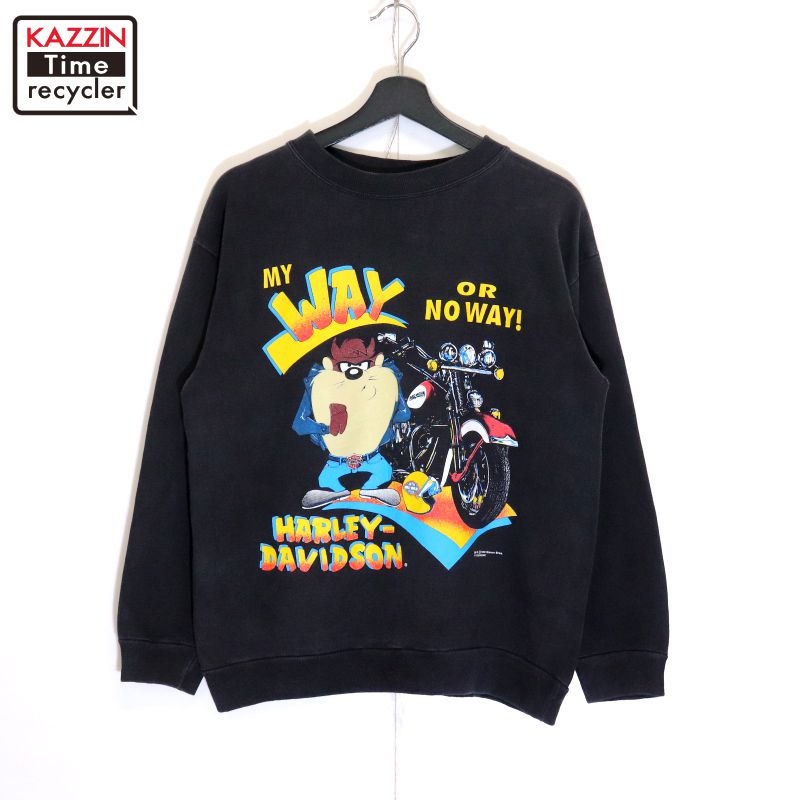 P10倍 【中古】90s USA製 ヴィンテージ ハーレーダビッドソン HARLEY DAVIDSON タズマニアン・デビル Tasmanian Devil 汗水 調教師 古着  メンズ 書きあらわすM大きさ 黒いこと