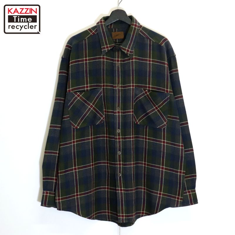 セントジョンズベイ　00s 長袖チェックヘビーネルシャツ　紺　L ゆるだぼ古着. セントジョンズベイ 00s 長袖チェックヘビーネルシャツ 紺 L ゆるだぼ