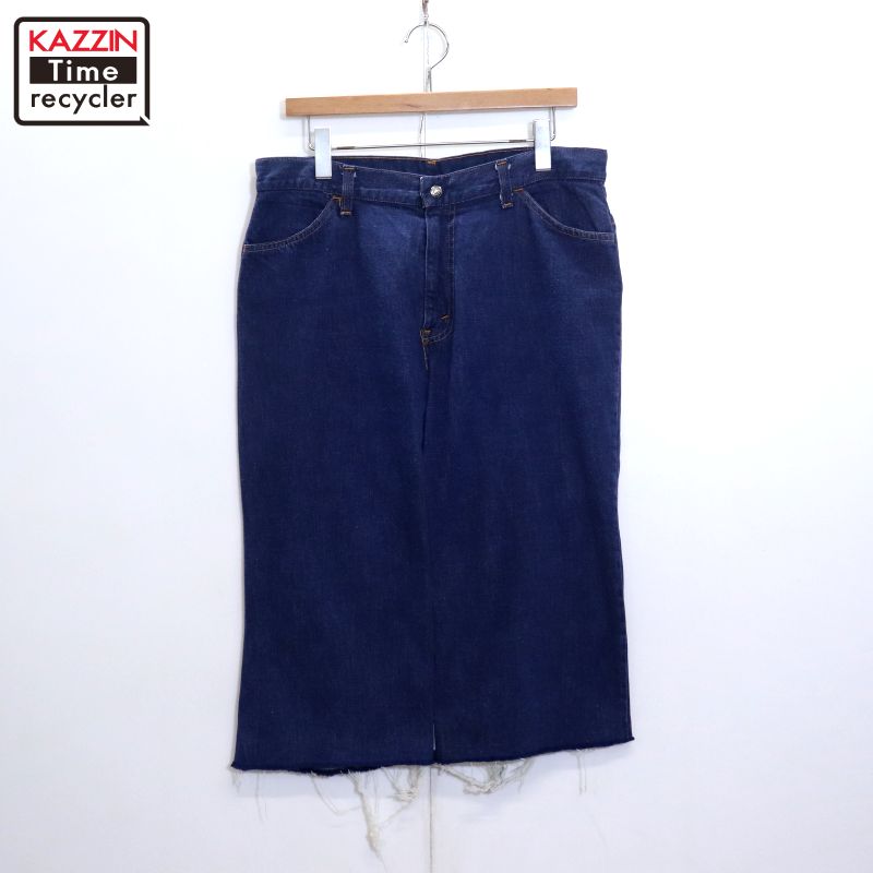 【中古】70s ヴィンテージ リーバイス Levi's BIG E カットオフ デニムパンツ 古着 レディース XLサイズ相当 ビッグサイズ オーバーサイズ ネイビー|Vintage古着屋 KAZZINTimerecycler