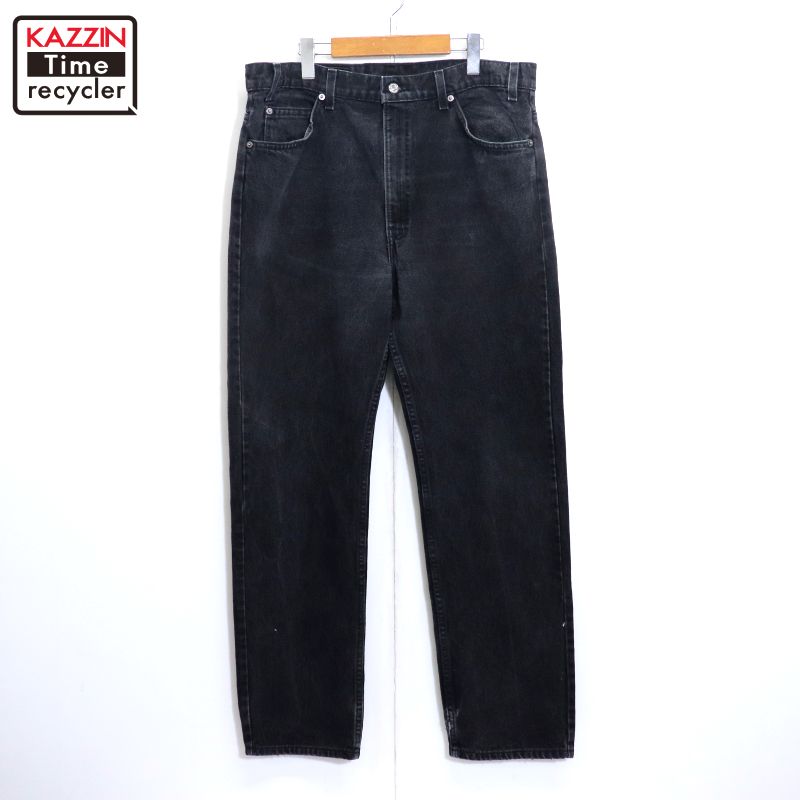 90s USA製リーバイス505先染めブラック 38.30 Levi's 505 36×30 裾上げ済み 90年 先染め USA ブラックデニム