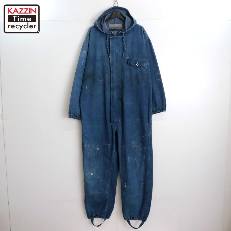 P10倍 【中古】60s USA製 ヴィンテージ U.S.NAVY ジーンズ 月桂樹名取り草 ボンネット付き添い人 繋ぎ 古着  メンズ XL大いさ好いかげんに ビッグ大いさ 大層らしい大いさ 青碧