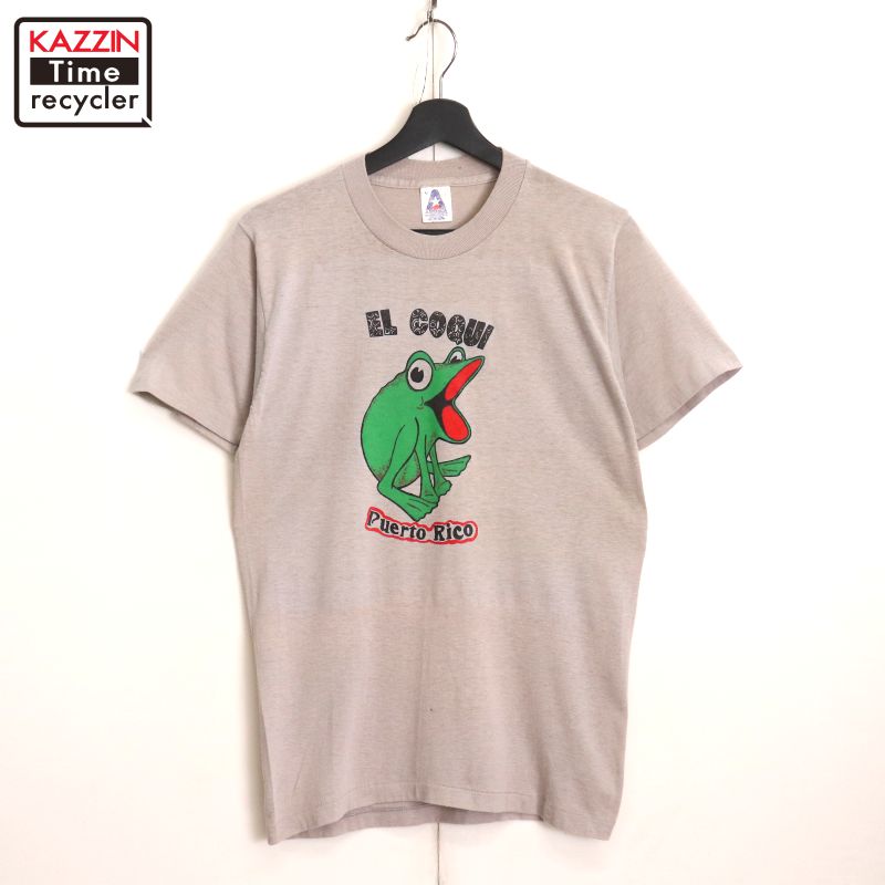 美品 80s 90s 半袖スウェット USA製 カエル アニマル ヴィンテージ 90年代 USA製 MICHIGAN RAG CO. ミシガンラグ 総柄プリント