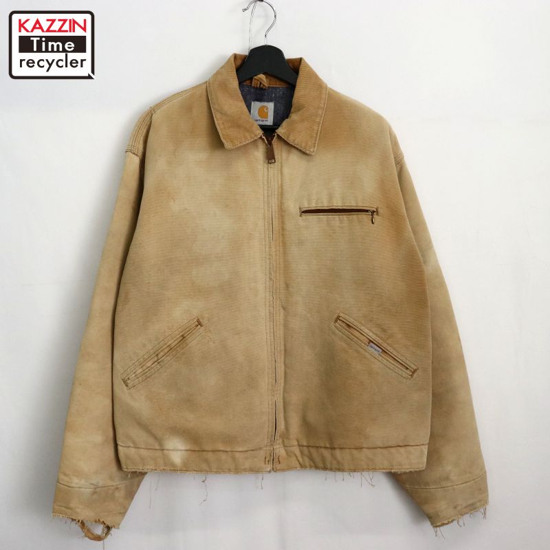 【中古】90s ヴィンテージ カーハート Carhartt ワーク デトロイト 裏地ブランケット ダック ジャケット 古着 メンズ XL~サイズ相当 ビッグサイズ オーバーサイズ ベージュ|Vintage古着屋 KAZZINTimerecycler