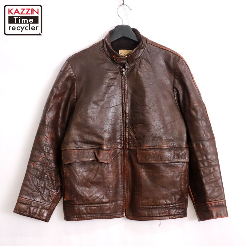 P10倍 【中古】60s ヴィンテージ STAR SPORTS WEAR 裏地ボア なめし革上衣 古着  メンズ M大いさ好いかげんに 赤銅色
