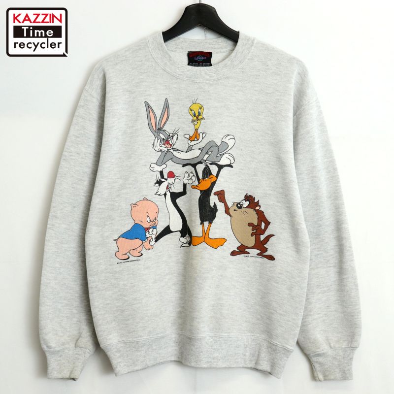 (ルーニー・テューンズ) Looney Tunes オフィシャル商品 レディース バッグス・バニー ロゴ 長袖 スウェットシャ 90s ルーニーテューンズ バッグスバニー スウェット ピンク