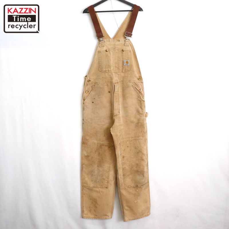 【美品】古着 90s Carhartt ダブルニー ダック オーバーオールメンズ 90s USA製 carhartt カーハート ダブルニー ダック