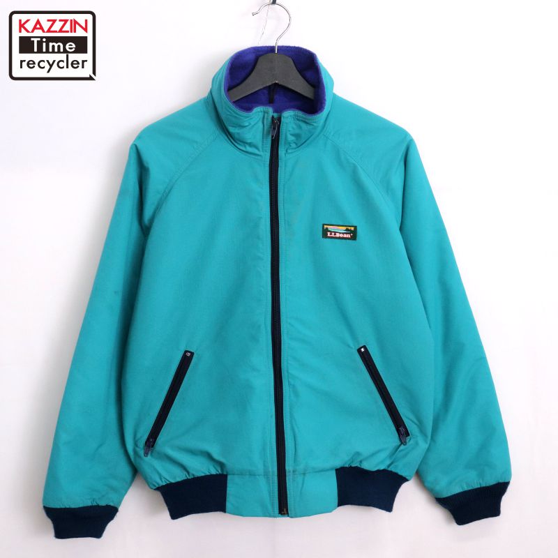 [245] エルエルビーン90sフルジップ ナイロンジャケットブルゾンUSA古着 L.L.Bean 90s刺繍ロゴフルジップナイロンジャケットブルゾンUS古着