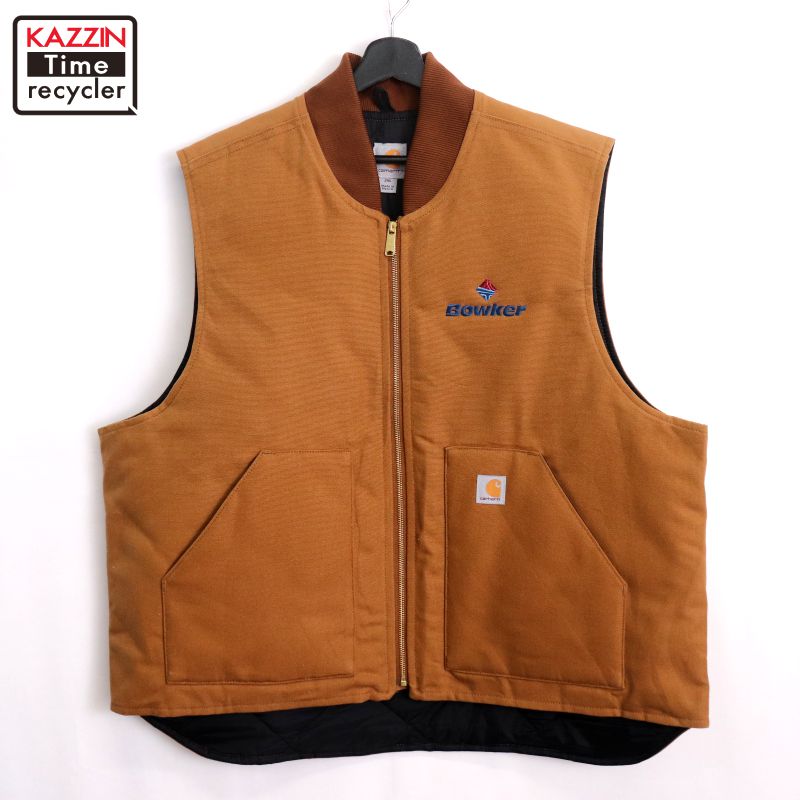 90s カーハート ダックベスト キャメル L 裏地キルティング carhartt13.jpg