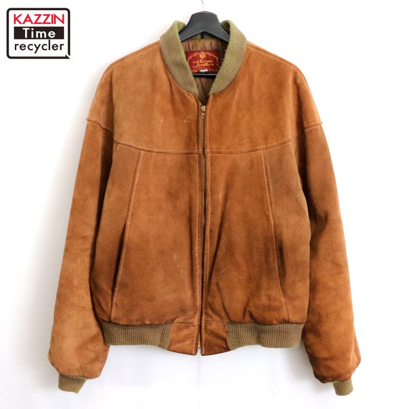 P10倍 【中古】80s USA製 ヴィンテージ カップインショルダー 山高帽子 スウェード なめし革上衣 古着  メンズ XL大きさ好いかげんに ビッグ大きさ 厚地の外套大きさ 赤銅色