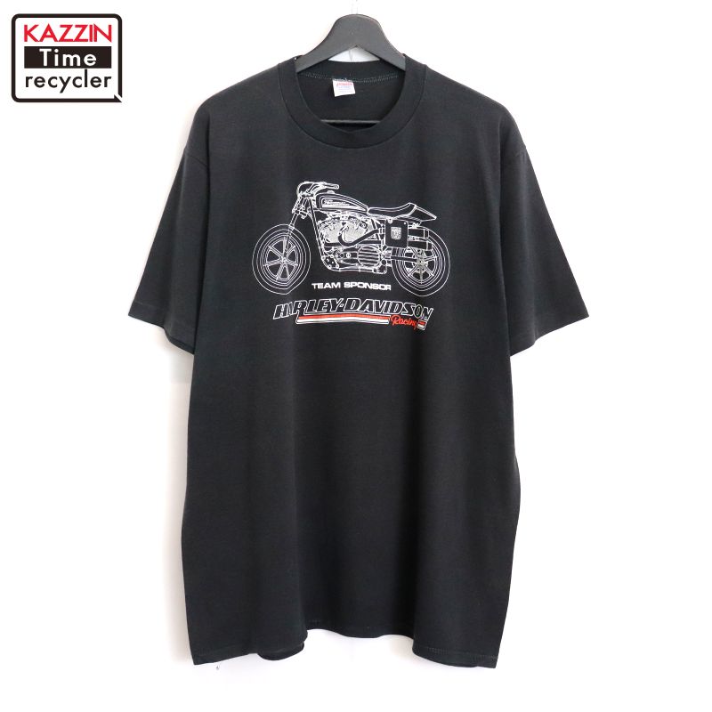 P10倍 【中古】80s USA製 ヴィンテージ ハーレーダビッドソン HARLEY DAVIDSON JERZEES 半袖Ｔシャツ 古着  メンズ 書きあらわすXXL大いさ 黒いこと