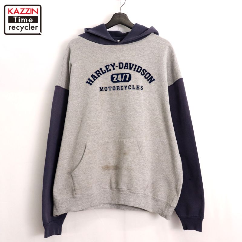 00’ HARLEY-DAVIDDON パーカー 袖プリント Harley-Davidson Men's Zip-Up Hoodie Iron Bond, Black - 99000-23VM