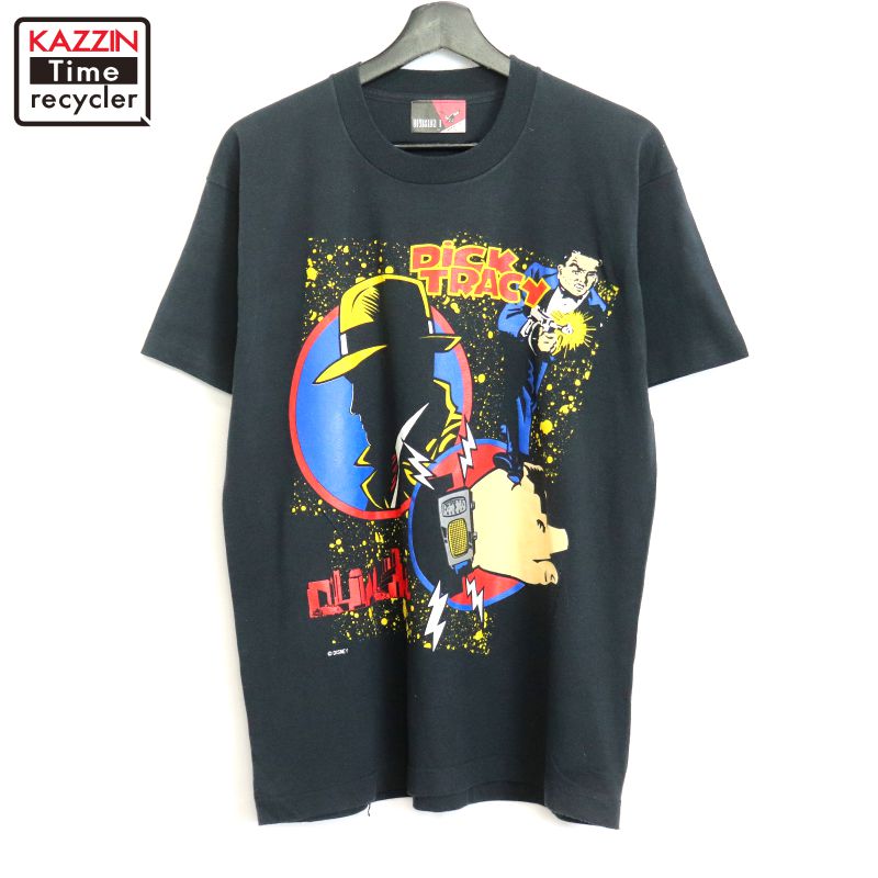 P10倍 【中古】90s USA製 ヴィンテージ SCREEN STARS ディック・トレイシー Dick Tracy 第八芸術ティーシャツ 古着  メンズ 書きあらわすL大いさ 黒いこと