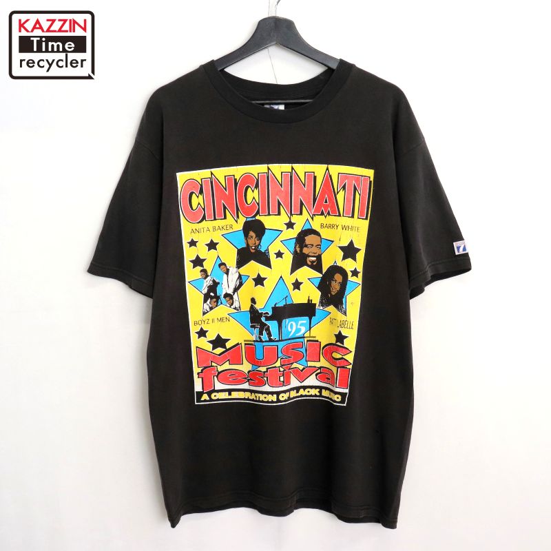 P10倍 【中古】90s USA製 ヴィンテージ LOGO7 JAZZ お祭り 半袖Ｔシャツ 古着  メンズ 書きあらわすL大きさ 黒いこと