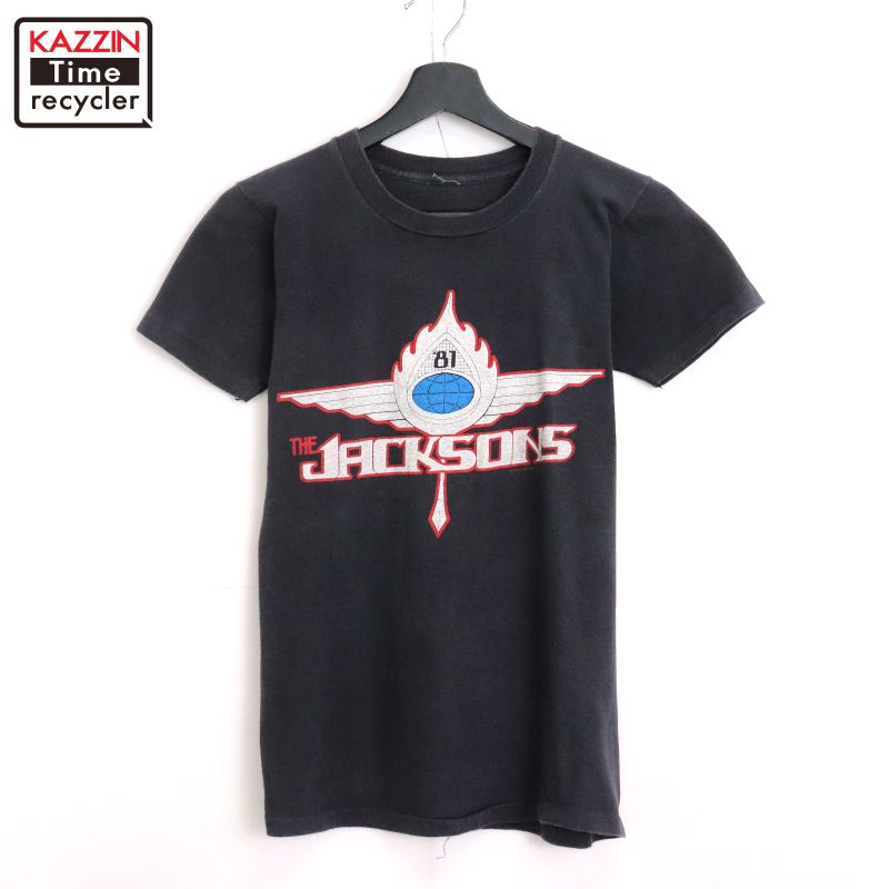 P10倍 【中古】80s ヴィンテージ ジャクソン5 THE JACKSON 5 ダンス楽隊Ｔシャツ 古着  メンズ XS~S大きさ好いかげんに 黒いこと