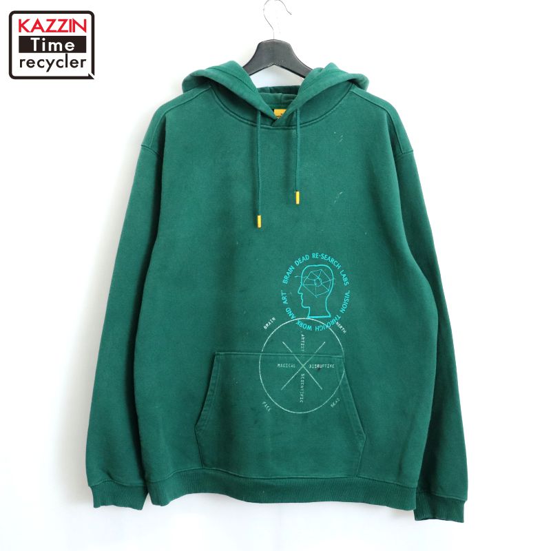 【中古】00s ノースフェイス THENORTHFACE BRAIN-DEAD スウェット パーカー 古着 メンズ 表記Lサイズ グリーン｜Vintage古着屋 KAZZINTimerecycler