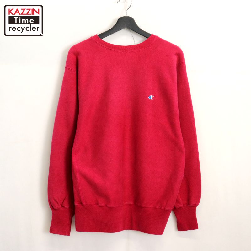 【中古】90s USA製 ヴィンテージ チャンピオン Champion リバースウィーブスウェット 古着 メンズ 表記Lサイズ レッド｜Vintage古着屋 KAZZINTimerecycler