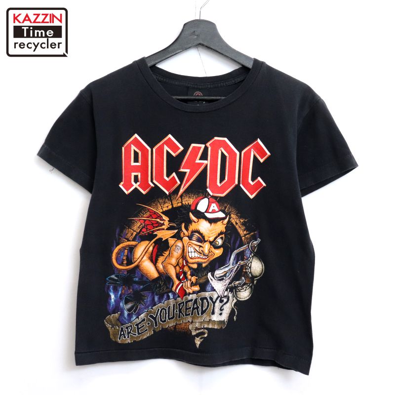 P10倍 【中古】80s USA製 ヴィンテージ AC/DC 周波数帯域Ｔシャツ 古着  メンズ 書きあらわすS大いさ 黒いこと