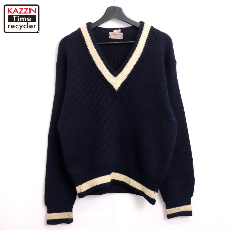 【中古】50s ヴィンテージ V素っ首 羊毛 編み物スウェーター 古着  メンズ L大きさ好いかげんに 米国海軍