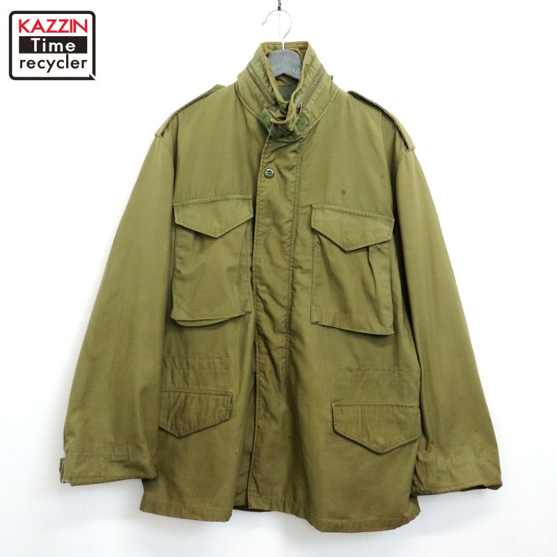 P10倍 【中古】70s USA製 ヴィンテージ U.S.ARMY  M-65 ３rd手合い 薄墨色ラインドライブ ミリタリー上衣 古着  メンズ L大きさ好いかげんに カーキ