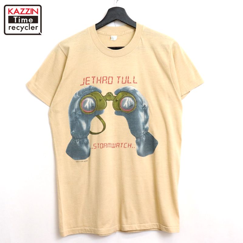 P10倍 【中古】80s USA製 ヴィンテージ JETHRO TULL  STORMWATCH 周波数帯域Ｔシャツ 古着  メンズ 書きあらわすL大いさ 赤銅色
