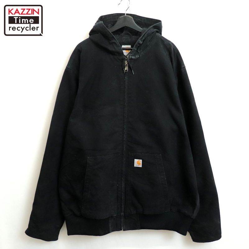 P10倍 【中古】00s 鉄道車両ハート形 Carhartt シンサレート Thinsulate 能動的パーカー 家鴨 上衣 古着  メンズ 書きあらわすXXL大いさ 黒いこと