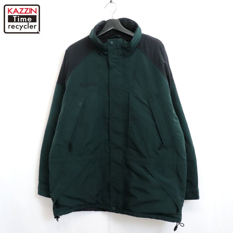 【中古】90s ヴィンテージ コロンビア Columbia 裏地フリース ナイロンジャケット 古着 メンズ 表記Lサイズ グリーン｜Vintage古着屋 KAZZINTimerecycler