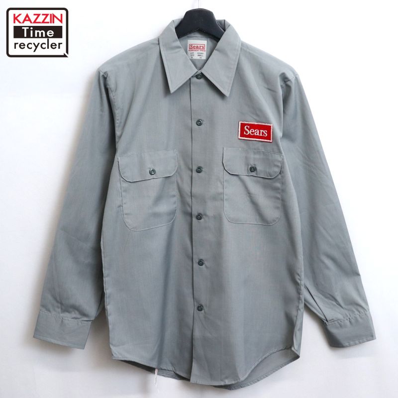 ビンテージ 70s Sears シアーズ 無地 長袖 ワークシャツ S40 ビンテージ 70s Sears シアーズ 無地 長袖 ワークシャツ S40