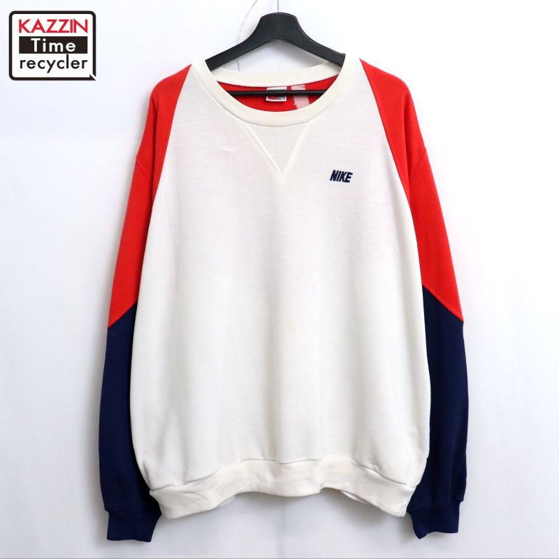 90s 古着 筆記体ロゴ NIKE ナイキ ヴィンテージ スウェット レッド L 00年代 NIKE ナイキ スモールスウォッシュ ワンポイントロゴ刺繍