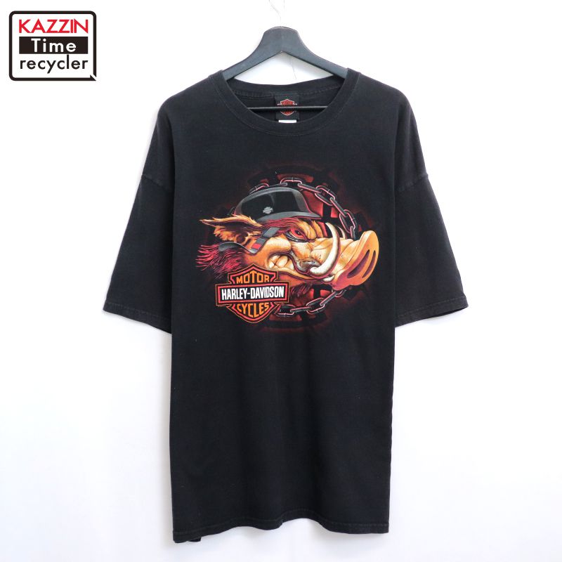 【中古】00s ハーレーダビッドソン HARLEY DAVIDSON バイカー モーターサイクル 半袖Tシャツ 古着 メンズ XL~サイズ相当 ビッグサイズ オーバーサイズ ブラック|Vintage古着屋 KAZZINTimerecycler