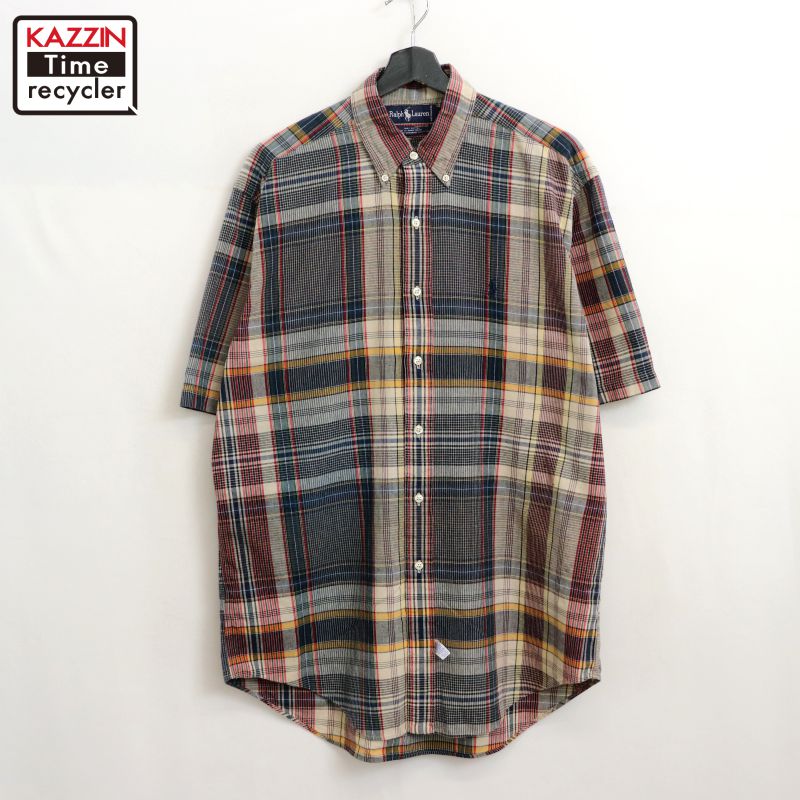 90s Ralph Lauren チェック柄 半袖オープンカラーシャツ　L 90's Ralph Lauren/ラルフローレン 半袖開襟シャツ ギンガム