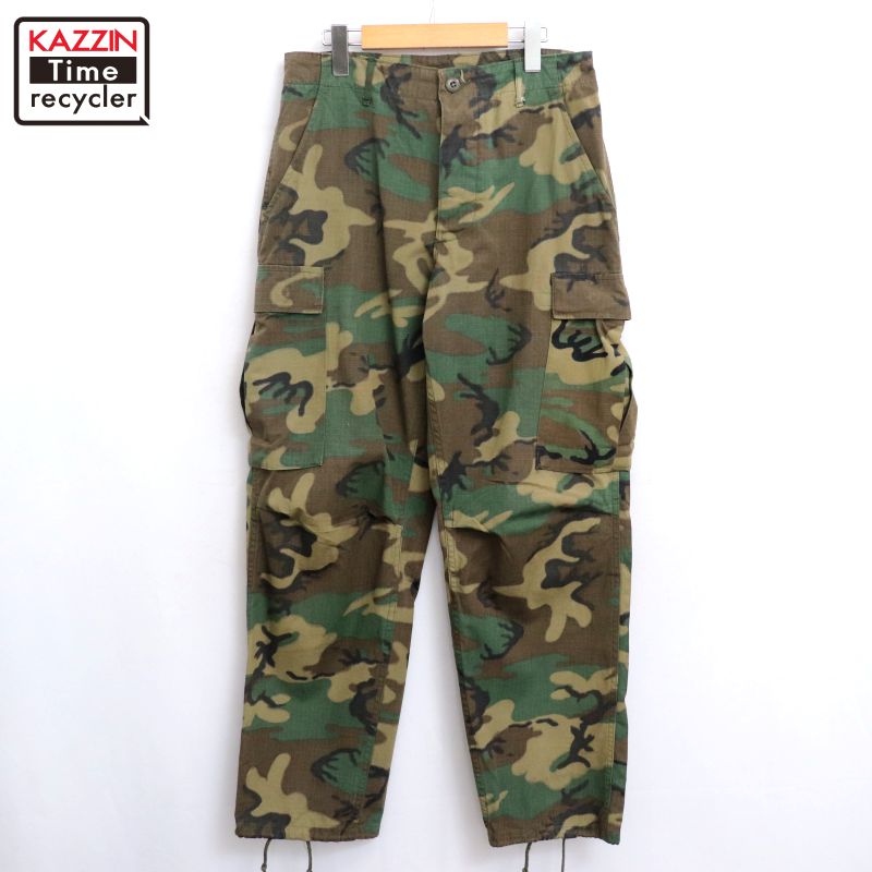 【中古】70s USA製 ヴィンテージ U.S.ARMY ウッドランドカモ リップストップ M-65 ミリタリーパンツ 古着  メンズ XLサイズ相当 ビッグサイズ オーバーサイズ マルチカラー