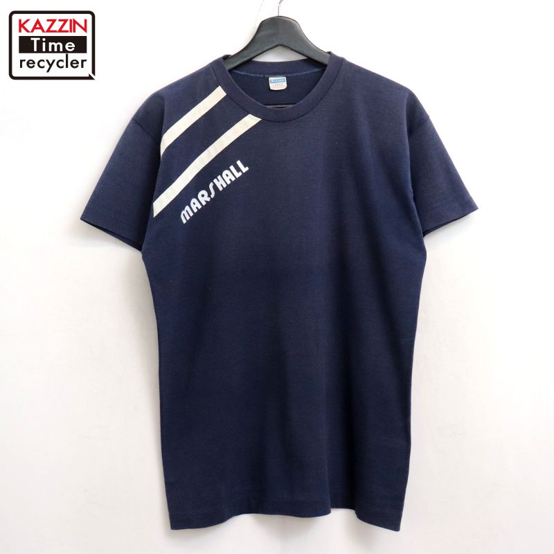 P10倍 【中古】70s USA製 ヴィンテージ はやりっ児 Champion 分科大学 赤ちょうちん引き舟 半袖Ｔシャツ 古着  メンズ 書きあらわすL大きさ 米国海軍