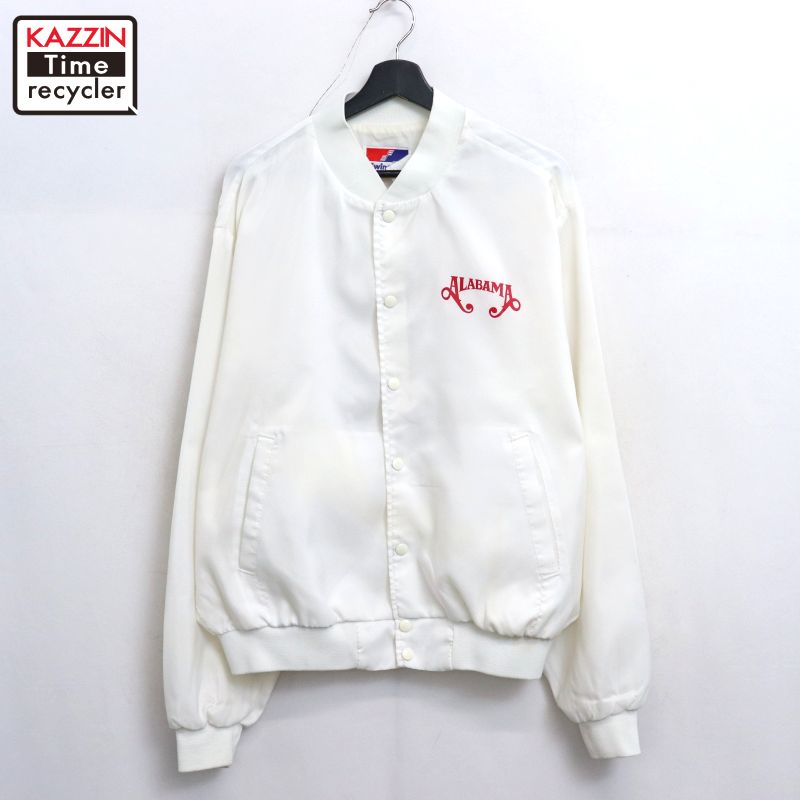 【中古】80s USA製 ヴィンテージ Swingster アラバマ ALABAMA ナイロン スタジャン 古着 メンズ 表記XLサイズ ホワイト|Vintage古着屋 KAZZINTimerecycler