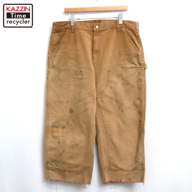 P10倍 【中古】00s USA製 鉄道車両ハート形 Carhartt ダブルニー カットオフ 間鴨 ペインターパンツ 古着  メンズ XL大きさ好いかげんに ビッグ大きさ 厚地の外套大きさ 赤銅色