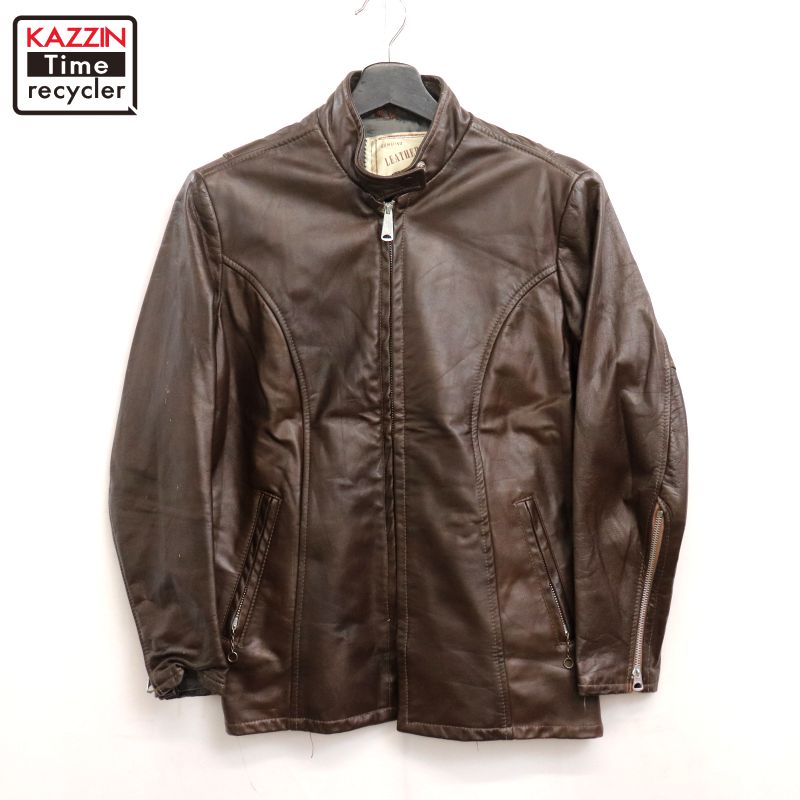 70s Lesco Leathers シングルライダース 46 ブラウン 70s vintage Lesco single leather riders JKTシングルレザー