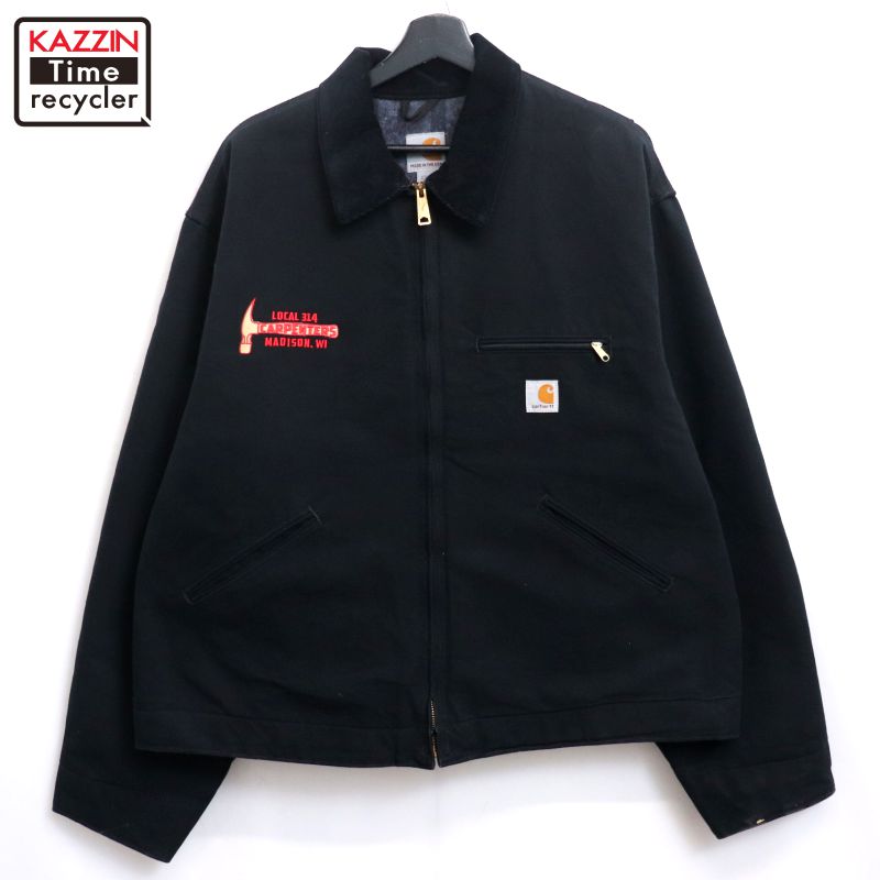 Carharttデトロイトジャケット J01BLK Carhartt J01 BLK Duck Detroit Work Jacket Men's Size 54 Black Made