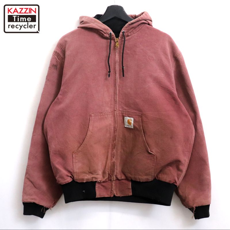 80s アメリカ製 ダックジャケット ピンク ヴィンテージ ブルゾン 古着 80s USA製 Carhartt ネイティブ パターン!! 裏地 メッシュ