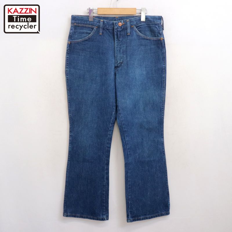 古着 70s USA製 Wrangler 345DEN 真紺 ブルー デニム パンツ ジーンズ