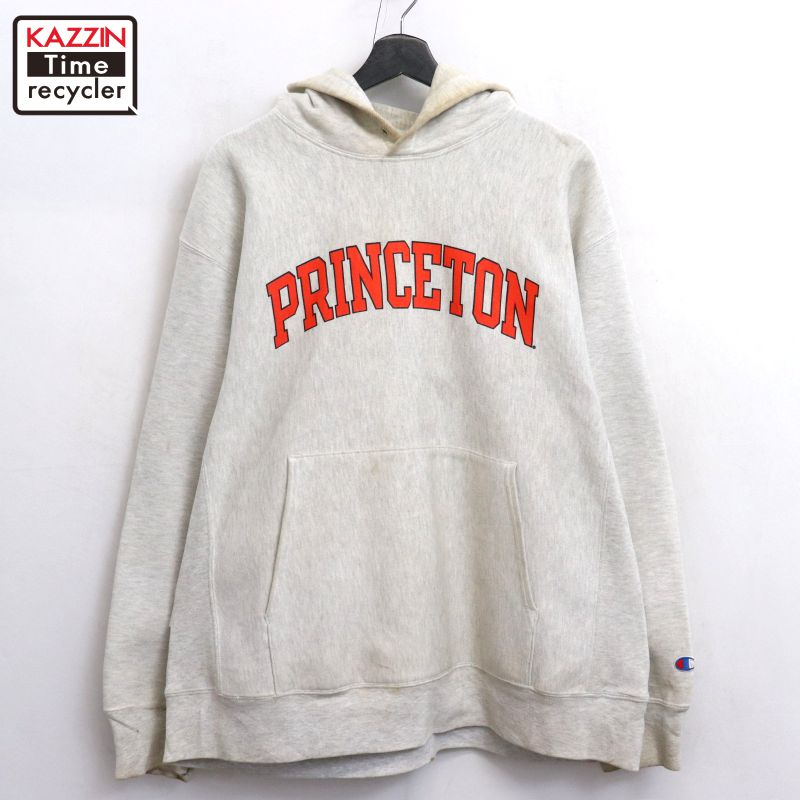 【中古】00s チャンピオン Champion PRINCETON プリンストン カレッジプリント リバースウィーブスウェットパーカー 古着  メンズ 表記Lサイズ グレー