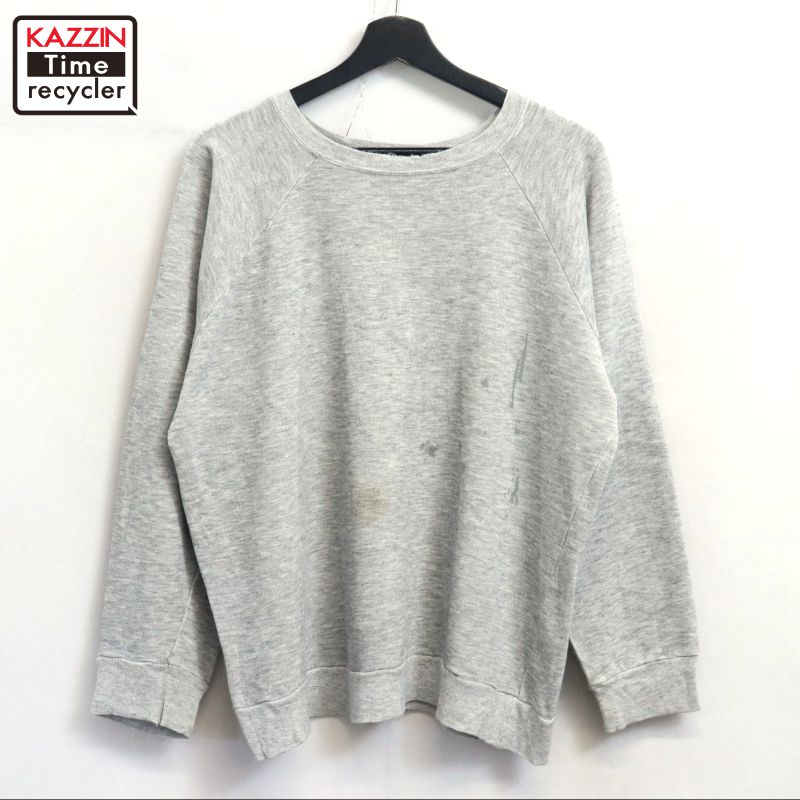 【中古】80s USA製 ヴィンテージ はやりっ児 Champion 無地 トリコタグ ラグラン 流汗 調教師 古着  メンズ 書きあらわすXL大いさ 薄墨色 メンズファッション-トップス-スウェット・トレーナー